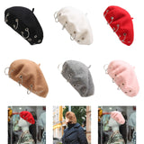 Maxbell Beret Hat for Women Elegant Chic Decoration Felt Beret for Fall Driving Trip Red