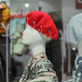 Maxbell Beret Hat for Women Elegant Chic Decoration Felt Beret for Fall Driving Trip Red