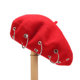 Maxbell Beret Hat for Women Elegant Chic Decoration Felt Beret for Fall Driving Trip Red