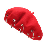 Maxbell Beret Hat for Women Elegant Chic Decoration Felt Beret for Fall Driving Trip Red