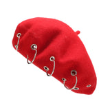 Maxbell Beret Hat for Women Elegant Chic Decoration Felt Beret for Fall Driving Trip Red