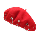 Maxbell Beret Hat for Women Elegant Chic Decoration Felt Beret for Fall Driving Trip Red
