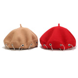 Maxbell Beret Hat for Women Elegant Chic Decoration Felt Beret for Fall Driving Trip Red