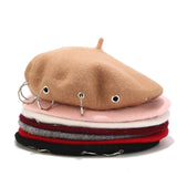 Maxbell Beret Hat for Women Elegant Chic Decoration Felt Beret for Fall Driving Trip Red