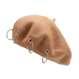 Maxbell Beret Hat for Women Elegant Chic Decoration Felt Beret for Fall Driving Trip Khaki