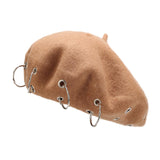 Maxbell Beret Hat for Women Elegant Chic Decoration Felt Beret for Fall Driving Trip Khaki