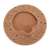 Maxbell Beret Hat for Women Elegant Chic Decoration Felt Beret for Fall Driving Trip Khaki