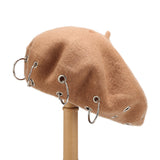 Maxbell Beret Hat for Women Elegant Chic Decoration Felt Beret for Fall Driving Trip Khaki