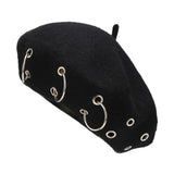 Maxbell Beret Hat for Women Elegant Chic Decoration Felt Beret for Fall Driving Trip Black