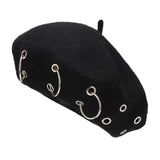 Maxbell Beret Hat for Women Elegant Chic Decoration Felt Beret for Fall Driving Trip Black
