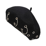 Maxbell Beret Hat for Women Elegant Chic Decoration Felt Beret for Fall Driving Trip Black