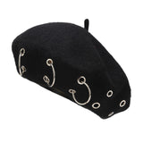 Maxbell Beret Hat for Women Elegant Chic Decoration Felt Beret for Fall Driving Trip Black