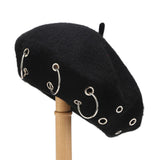 Maxbell Beret Hat for Women Elegant Chic Decoration Felt Beret for Fall Driving Trip Black