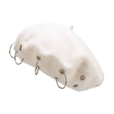 Maxbell Beret Hat for Women Elegant Chic Decoration Felt Beret for Fall Driving Trip White