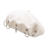 Maxbell Beret Hat for Women Elegant Chic Decoration Felt Beret for Fall Driving Trip White