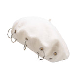 Maxbell Beret Hat for Women Elegant Chic Decoration Felt Beret for Fall Driving Trip White