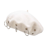 Maxbell Beret Hat for Women Elegant Chic Decoration Felt Beret for Fall Driving Trip White