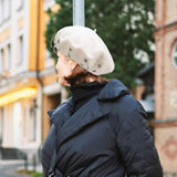 Maxbell Beret Hat for Women Elegant Chic Decoration Felt Beret for Fall Driving Trip White