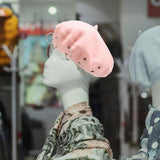 Maxbell Beret Hat for Women Elegant Chic Decoration Felt Beret for Fall Driving Trip Pink