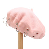 Maxbell Beret Hat for Women Elegant Chic Decoration Felt Beret for Fall Driving Trip Pink
