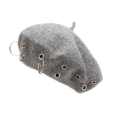 Maxbell Beret Hat for Women Elegant Chic Decoration Felt Beret for Fall Driving Trip Grey