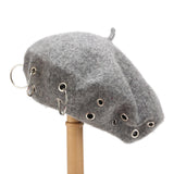 Maxbell Beret Hat for Women Elegant Chic Decoration Felt Beret for Fall Driving Trip Grey