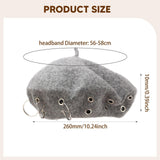 Maxbell Beret Hat for Women Elegant Chic Decoration Felt Beret for Fall Driving Trip Grey