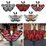Maxbell Halloween Butterfly Cape Women with Headpiece for Dressing up Party Carnival Black White