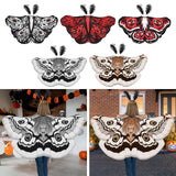 Maxbell Halloween Butterfly Cape Women with Headpiece for Dressing up Party Carnival Black White