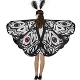 Maxbell Halloween Butterfly Cape Women with Headpiece for Dressing up Party Carnival Black White