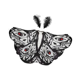 Maxbell Halloween Butterfly Cape Women with Headpiece for Dressing up Party Carnival Black White