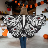Maxbell Halloween Butterfly Cape Women with Headpiece for Dressing up Party Carnival Black White