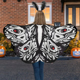 Maxbell Halloween Butterfly Cape Women with Headpiece for Dressing up Party Carnival Black White