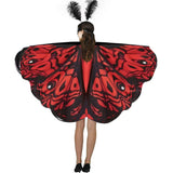 Maxbell Halloween Butterfly Cape Women with Headpiece for Dressing up Party Carnival Red Black