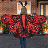 Maxbell Halloween Butterfly Cape Women with Headpiece for Dressing up Party Carnival Red Black