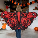 Maxbell Halloween Butterfly Cape Women with Headpiece for Dressing up Party Carnival Red Black