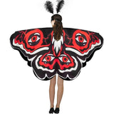 Maxbell Halloween Butterfly Cape Women with Headpiece for Dressing up Party Carnival Red White Black