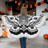 Maxbell Halloween Butterfly Cape Women with Headpiece for Dressing up Party Carnival Gray