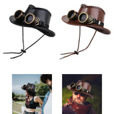 Maxbell Steampunk Top Hat with Goggles Headgear for Prom Stage Performance Role Play Black