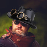 Maxbell Steampunk Top Hat with Goggles Headgear for Prom Stage Performance Role Play Black