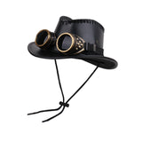 Maxbell Steampunk Top Hat with Goggles Headgear for Prom Stage Performance Role Play Black