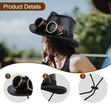 Maxbell Steampunk Top Hat with Goggles Headgear for Prom Stage Performance Role Play Black