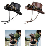 Maxbell Steampunk Top Hat with Goggles Headgear for Prom Stage Performance Role Play Black