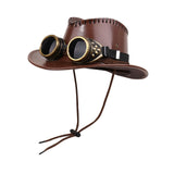 Maxbell Steampunk Top Hat with Goggles Headgear for Prom Stage Performance Role Play Brown