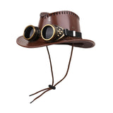 Maxbell Steampunk Top Hat with Goggles Headgear for Prom Stage Performance Role Play Brown