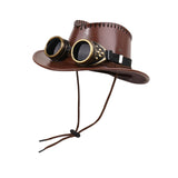 Maxbell Steampunk Top Hat with Goggles Headgear for Prom Stage Performance Role Play Brown