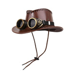 Maxbell Steampunk Top Hat with Goggles Headgear for Prom Stage Performance Role Play Brown