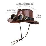 Maxbell Steampunk Top Hat with Goggles Headgear for Prom Stage Performance Role Play Brown