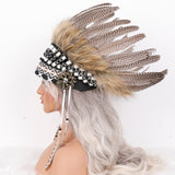 Maxbell Artificial Feather Headdress Decor Headwear for Cosplay Themed Party Festive Black