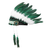 Maxbell Artificial Feather Headdress Decor Headwear for Cosplay Themed Party Festive Green